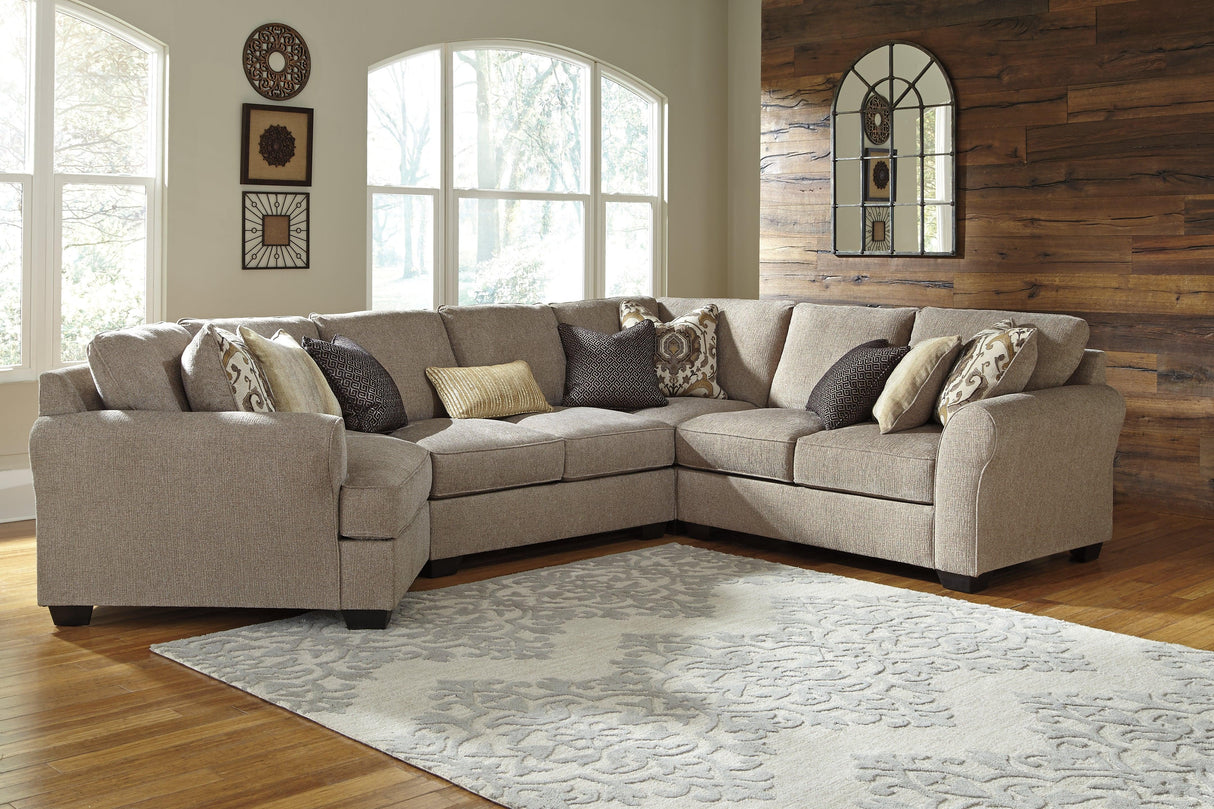Pantomine Driftwood Chenille 4-Piece Sectional With Cuddler 39122S11 - Ella Furniture