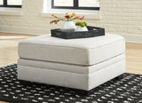 Huntsworth Dove Gray Chenille Oversized Accent Ottoman - Ella Furniture