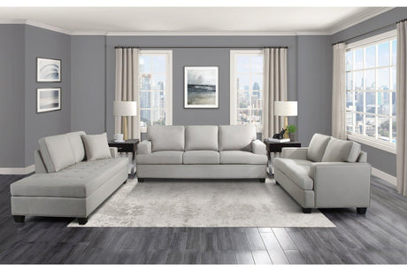 Elmont Khaki Solid Wood And Plywood Textured Fabric Upholstery 2Pc Set: Sofa, Love - Ella Furniture