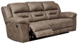 Stoneland Fossil Faux Leather Reclining Sofa - Ella Furniture