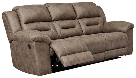 Stoneland Fossil Faux Leather Reclining Sofa - Ella Furniture