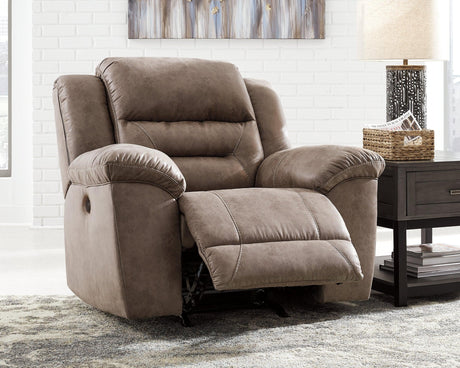 Stoneland Fossil Faux Leather Power Recliner - Ella Furniture