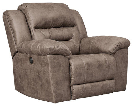 Stoneland Fossil Faux Leather Power Recliner - Ella Furniture
