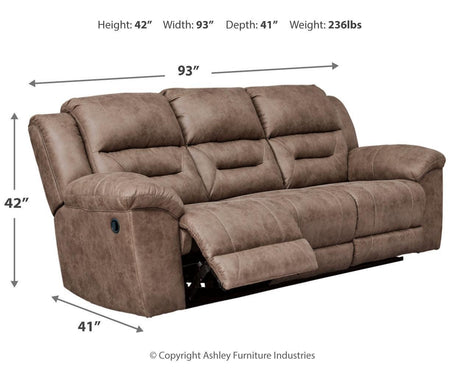 Stoneland Fossil Faux Leather Reclining Sofa - Ella Furniture
