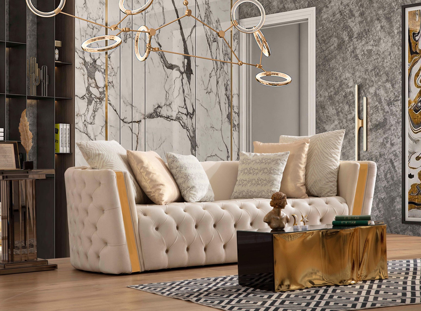 Sofia Ivory Velvet Sofa & Loveseat - Ella Furniture