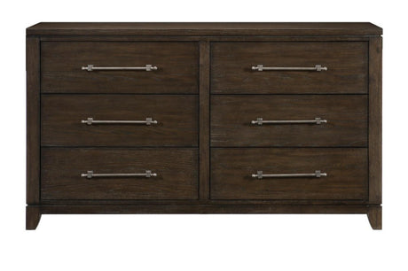 Griggs Dark Brown Modern Contemporary Acacia Veneer And Solid Wood Panel Bedroom Set - Ella Furniture