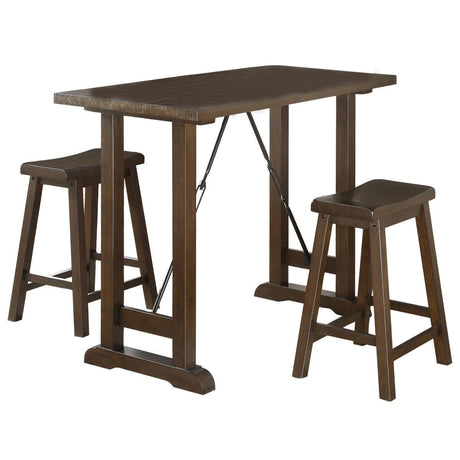 Bracknell Brown Cherry Rustic Modern Casual Industrial Solid Wood Counter Height Dining Room Set - Ella Furniture