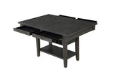 Baresford Gray Finish Contemporary Solid Wood Fabric Upholstery Storage Square Dining Room Set - Ella Furniture
