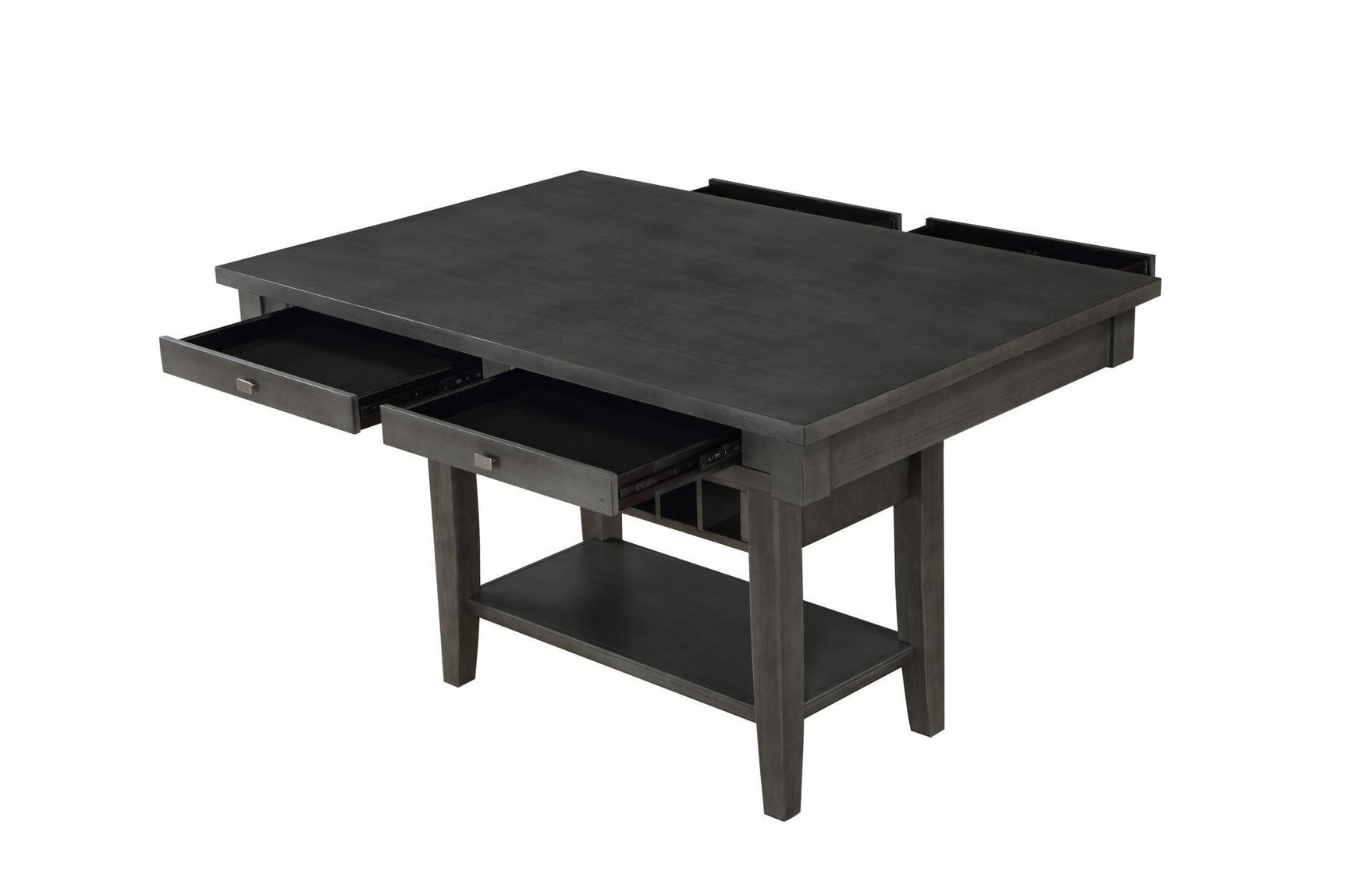Baresford Gray Finish Contemporary Solid Wood Fabric Upholstery Storage Square Dining Room Set - Ella Furniture