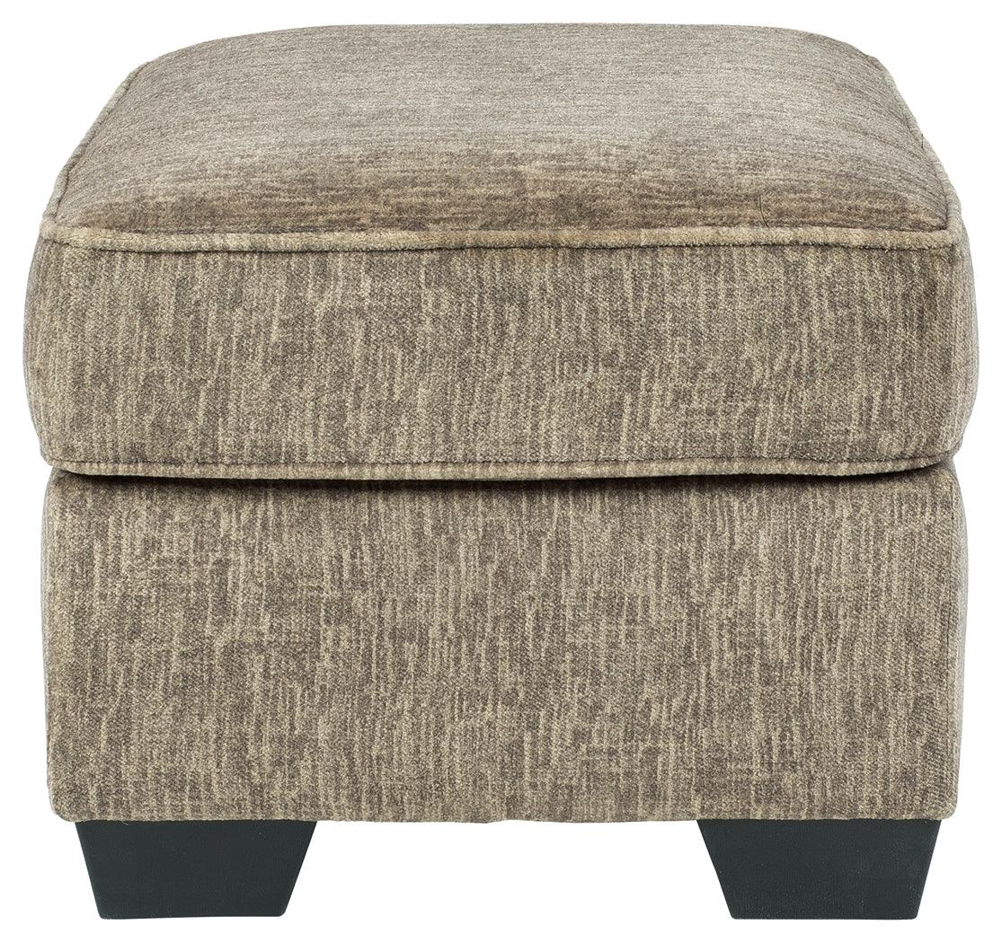 Olin Chocolate Chenille Ottoman - Ella Furniture