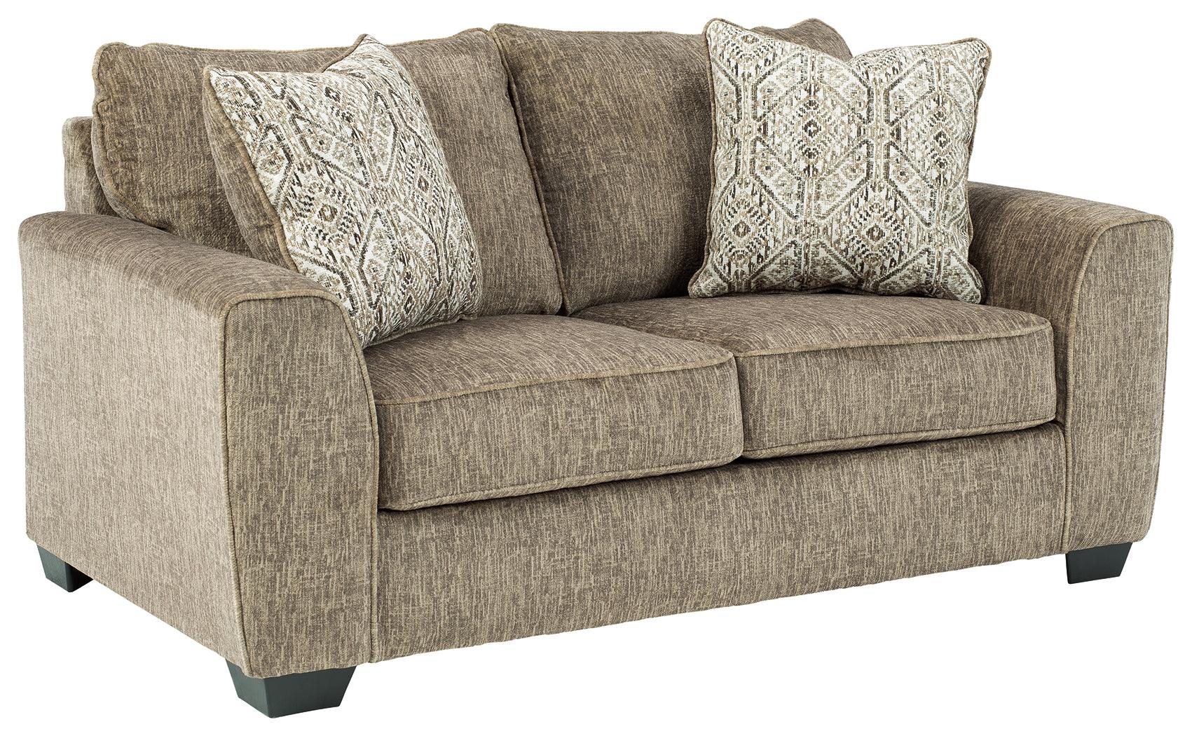 Olin Chocolate Chenille Loveseat - Ella Furniture