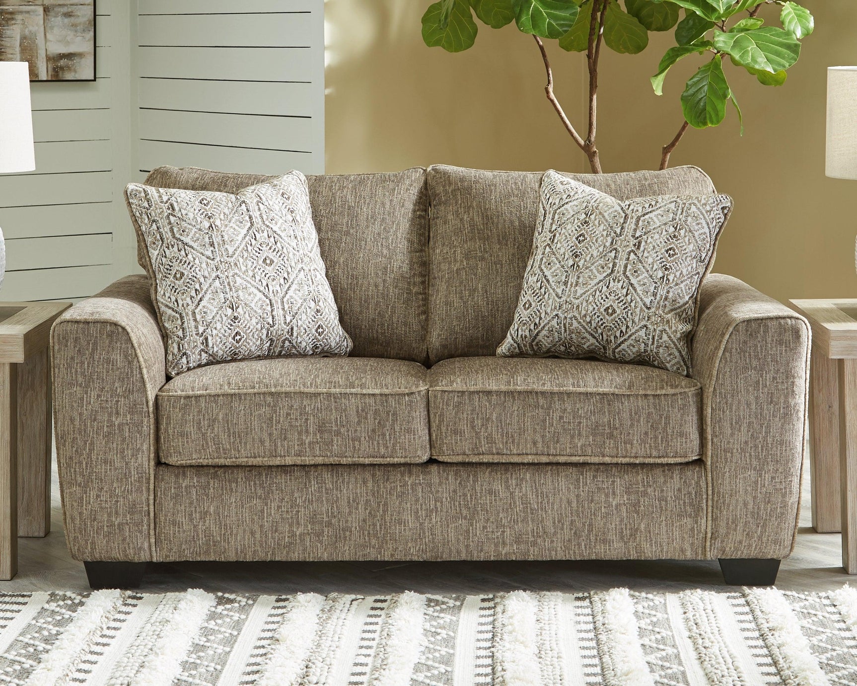 Olin Chocolate Chenille Loveseat - Ella Furniture