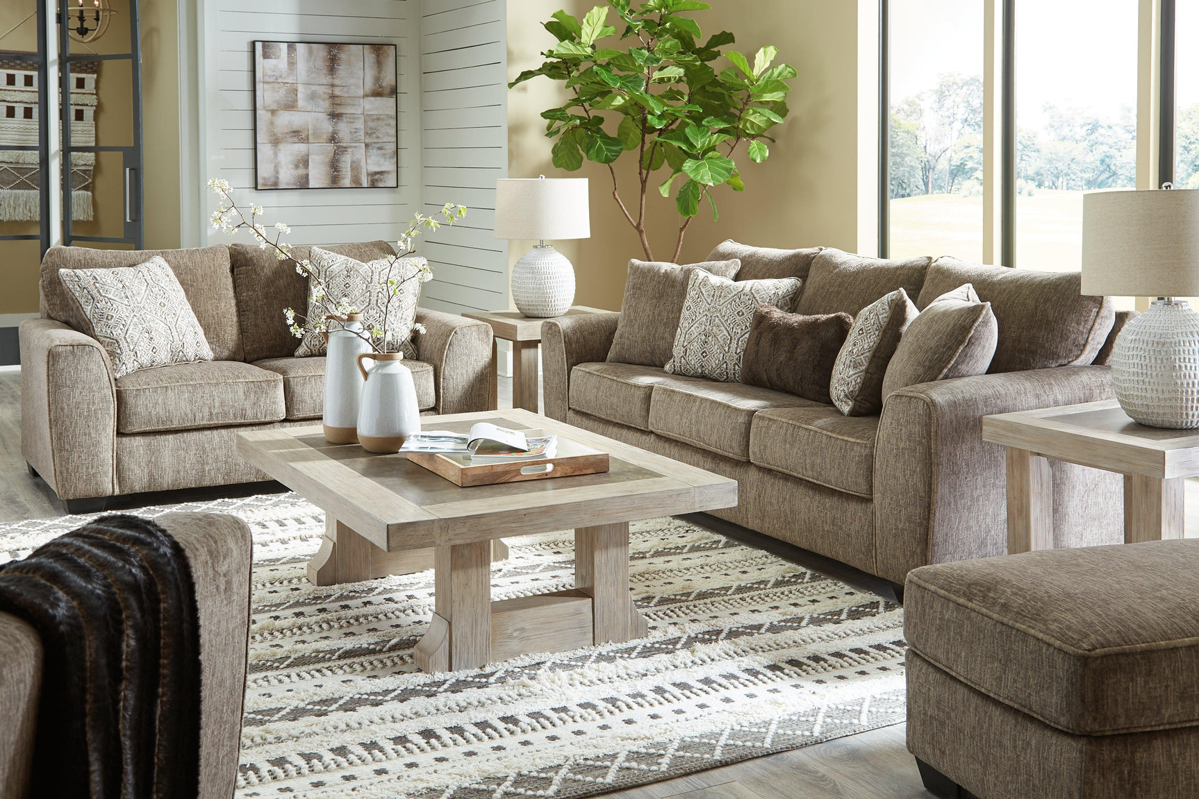 Olin Chocolate Sofa, Loveseat, Chair And Ottoman - Ella Furniture