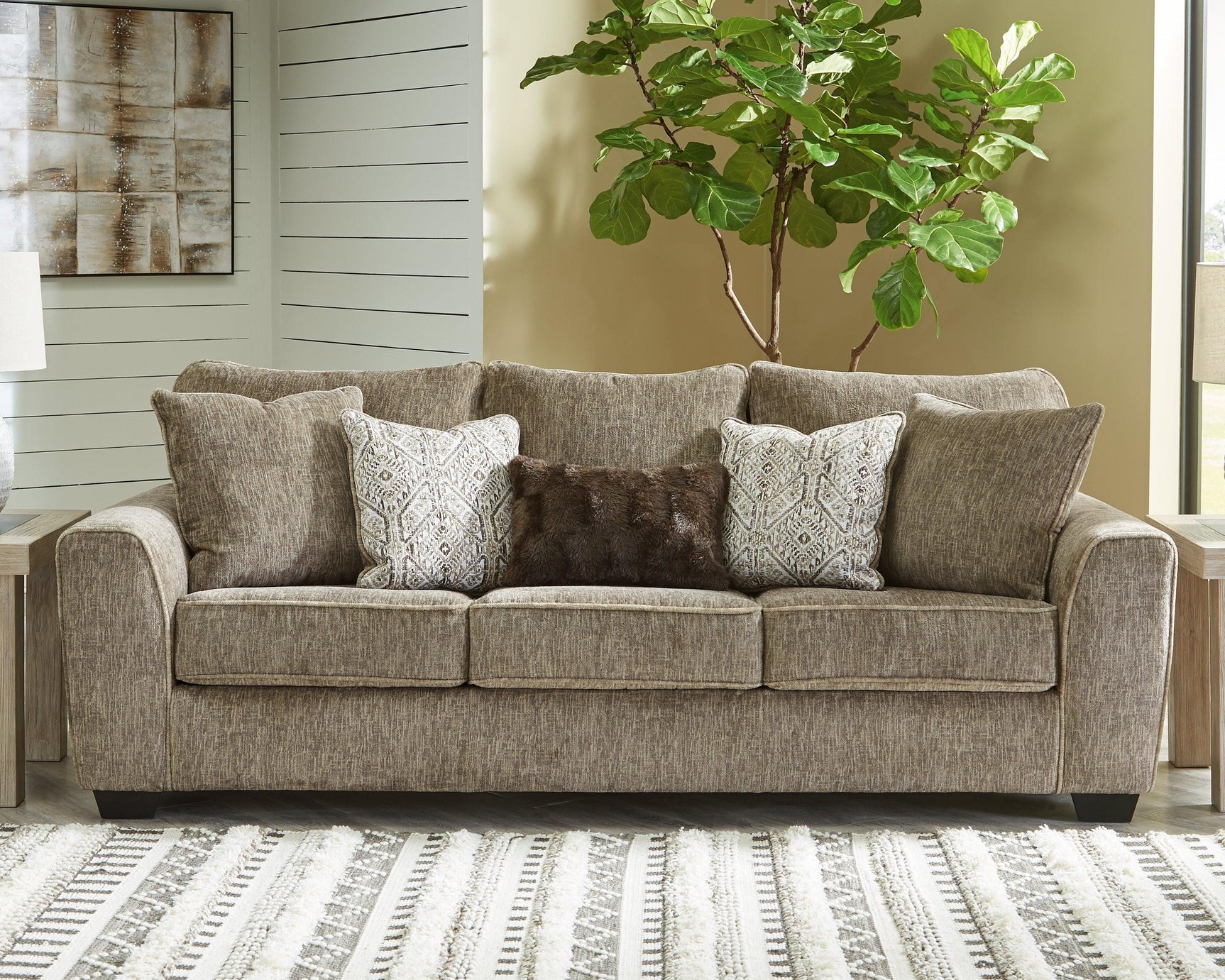 Olin Chocolate Chenille Queen Sofa Sleeper - Ella Furniture