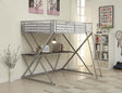 Hyde Full Workstation Loft Bed Silver - Ella Furniture