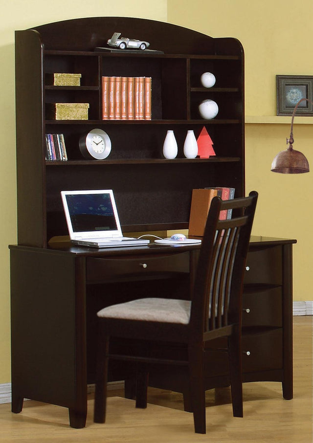 Phoenix Hutch With Shelves Cappuccino - Ella Furniture