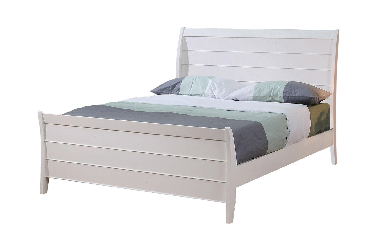 Selena Twin Sleigh Platform Bed Buttermilk - Ella Furniture