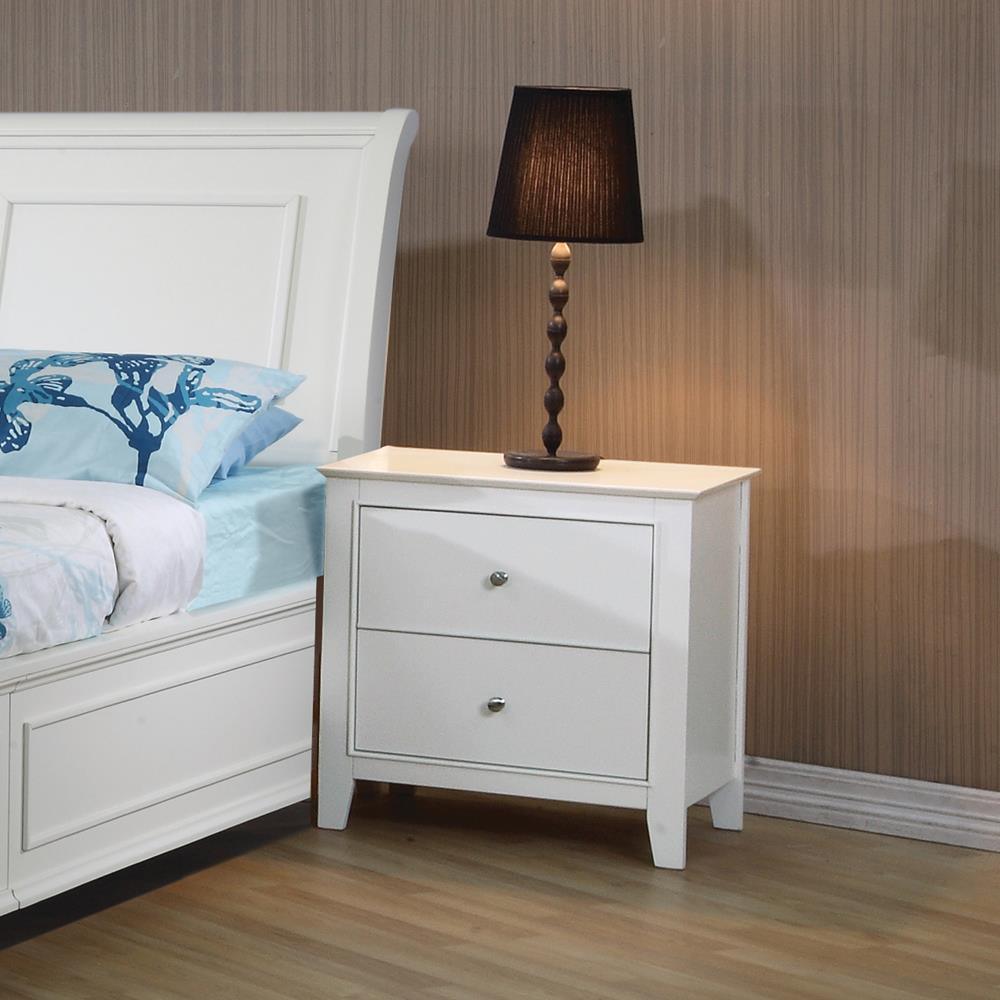 Selena 2-Drawer Nightstand Buttermilk - Ella Furniture