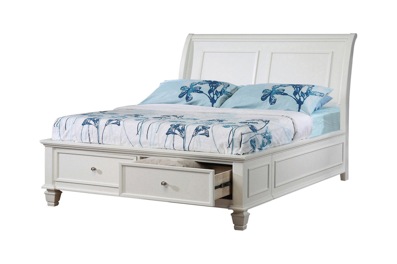 Selena Full Sleigh Bed With Footboard Storage Buttermilk - Ella Furniture