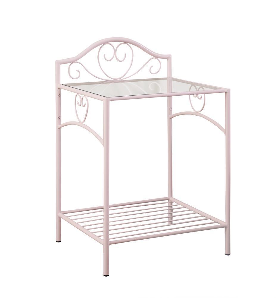 Massi 1-Shelf Nightstand With Glass Top Powder Pink - Ella Furniture