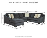 Eltmann Slate Chenille 3-Piece Sectional With Chaise - Ella Furniture