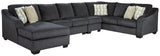 Eltmann Slate Chenille 4-Piece Sectional With Chaise - Ella Furniture