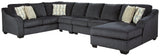 Eltmann Slate Chenille 4-Piece Sectional With Chaise - Ella Furniture