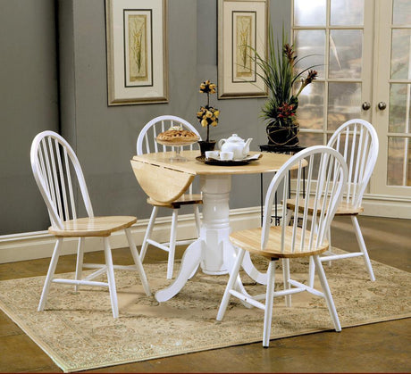 G4241 Natural Brown And White Circular Dining Room Set - Ella Furniture