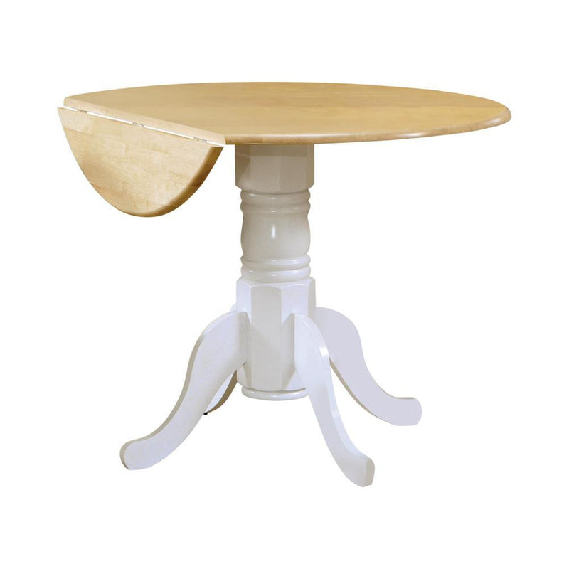Allison Drop Leaf Round Dining Table Natural Brown And White - Ella Furniture