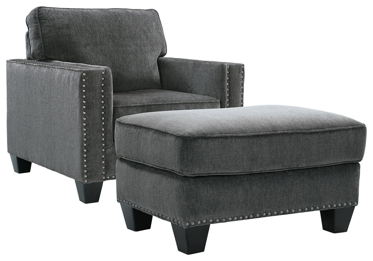 Gavril Smoke Chair And Ottoman - Ella Furniture