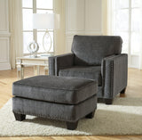 Gavril Smoke Chair And Ottoman - Ella Furniture