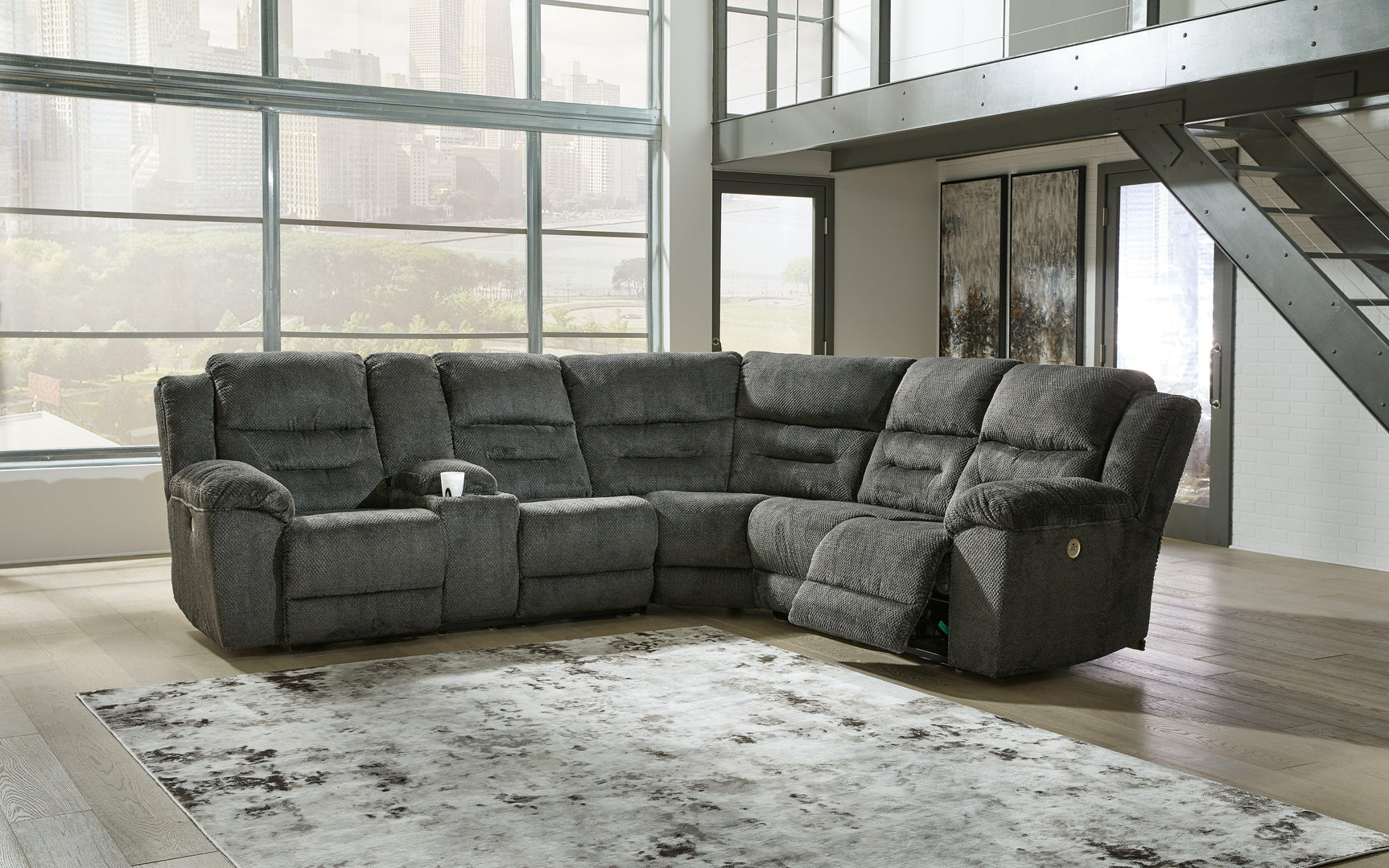 Nettington Smoke 3-Piece Power Reclining Sectional 44101S1 - Ella Furniture