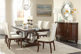 Oratorio Cherry White Solid Wood And Veneer Fabric Upholstery Seat Rectangular Dining Room Set - Ella Furniture