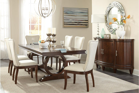 Oratorio Cherry White Solid Wood And Veneer Fabric Upholstery Seat Rectangular Dining Room Set - Ella Furniture