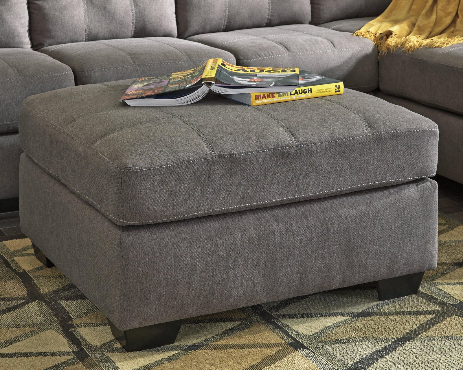 Maier Charcoal Oversized Accent Ottoman - Ella Furniture