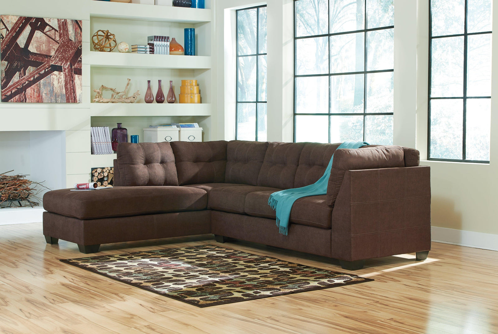 Maier Walnut 2-Piece Sectional With Chaise