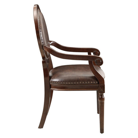 Aldermont Brown Modern Traditional Solid Wood And Plywood Faux Leather Upholstery Accent Chair - Ella Furniture