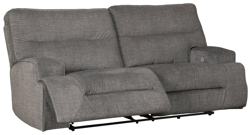 Coombs Charcoal Microfiber Power Reclining Sofa - Ella Furniture