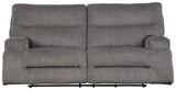 Coombs Charcoal Microfiber Power Reclining Sofa - Ella Furniture