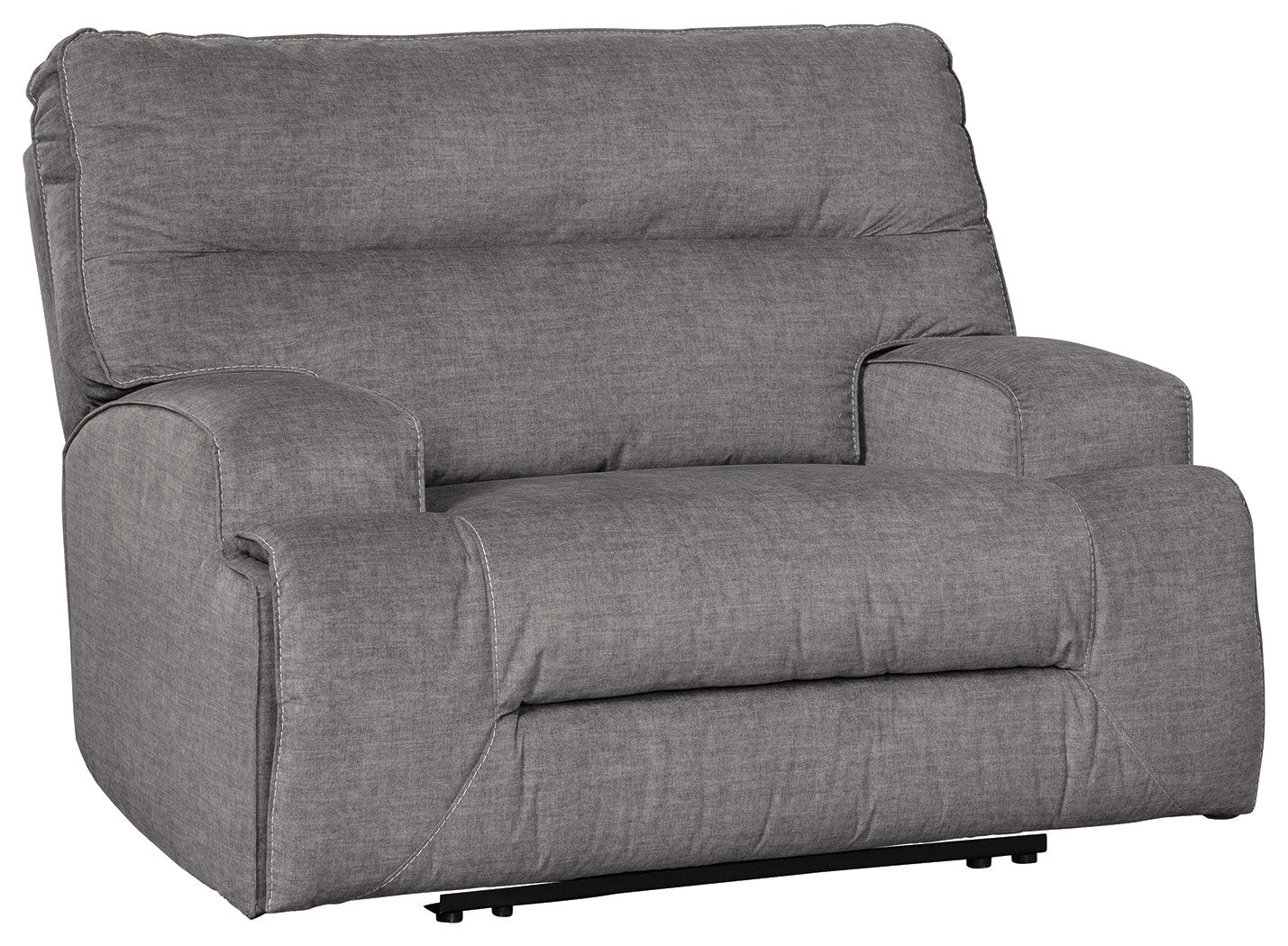 Coombs Charcoal Microfiber Oversized Recliner - Ella Furniture