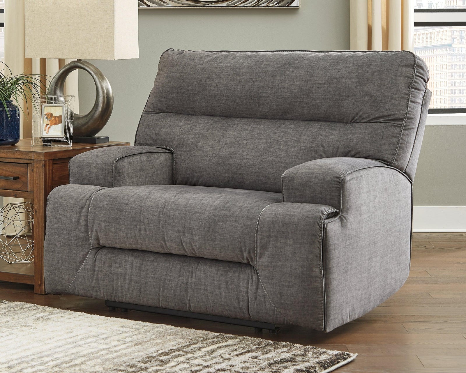 Coombs Charcoal Microfiber Oversized Recliner