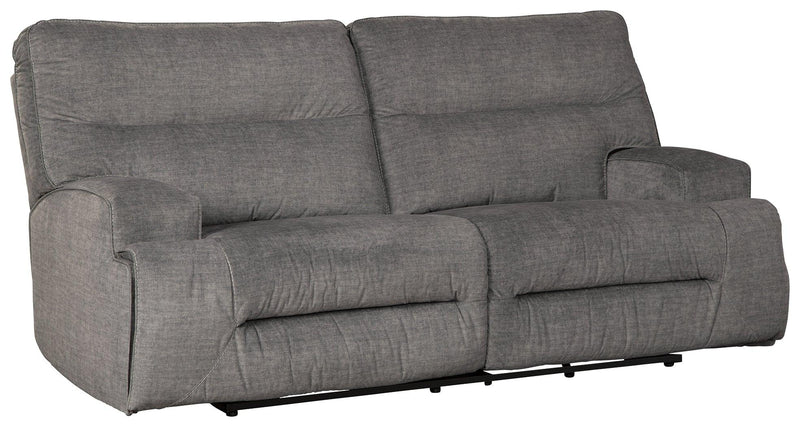 Coombs Charcoal Microfiber Reclining Sofa - Ella Furniture