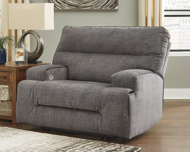 Coombs Charcoal Microfiber Oversized Power Recliner - Ella Furniture