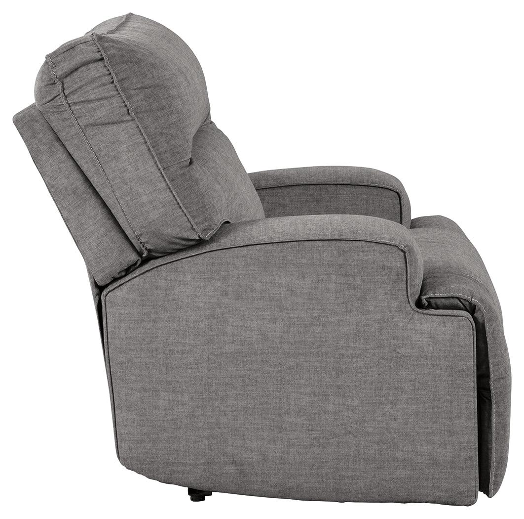 Coombs Charcoal Microfiber Oversized Power Recliner - Ella Furniture