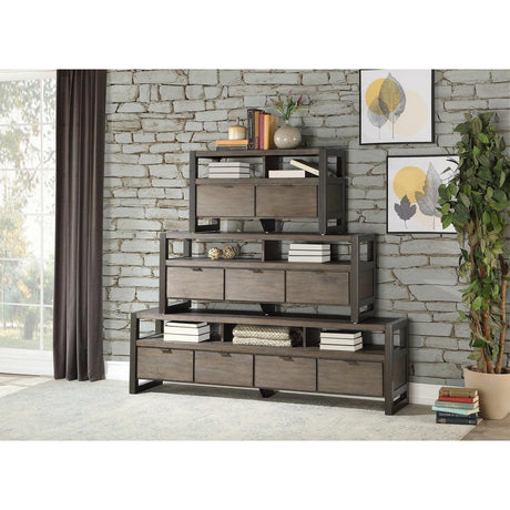 Prudhoe Power Gunmetal Modern Contemporary Acacia Veneer, Wood And Engineered Wood Tv Stand - Ella Furniture