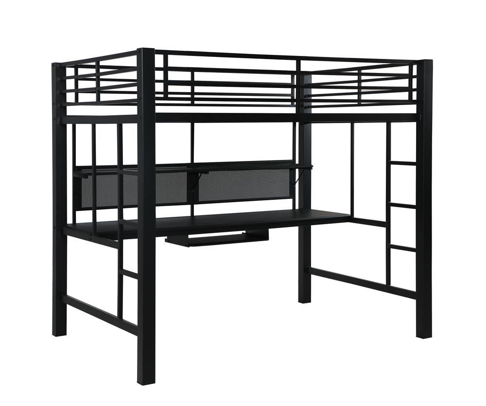 Avalon Full Workstation Loft Bed Black - Ella Furniture