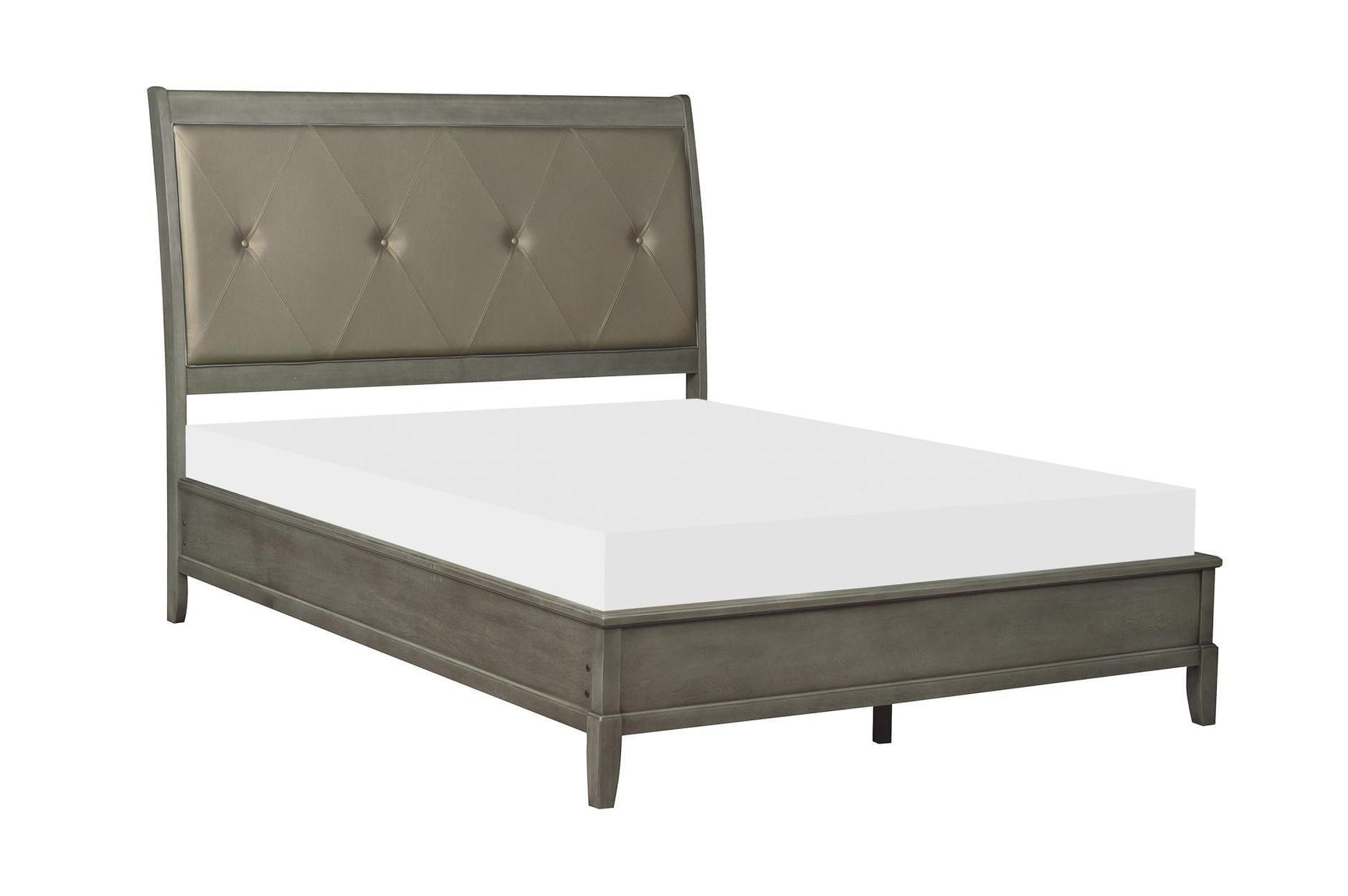 Cotterill Gray Modern Transitional Solid Wood Faux Leather Upholstered Tufted Panel Bedroom Set - Ella Furniture