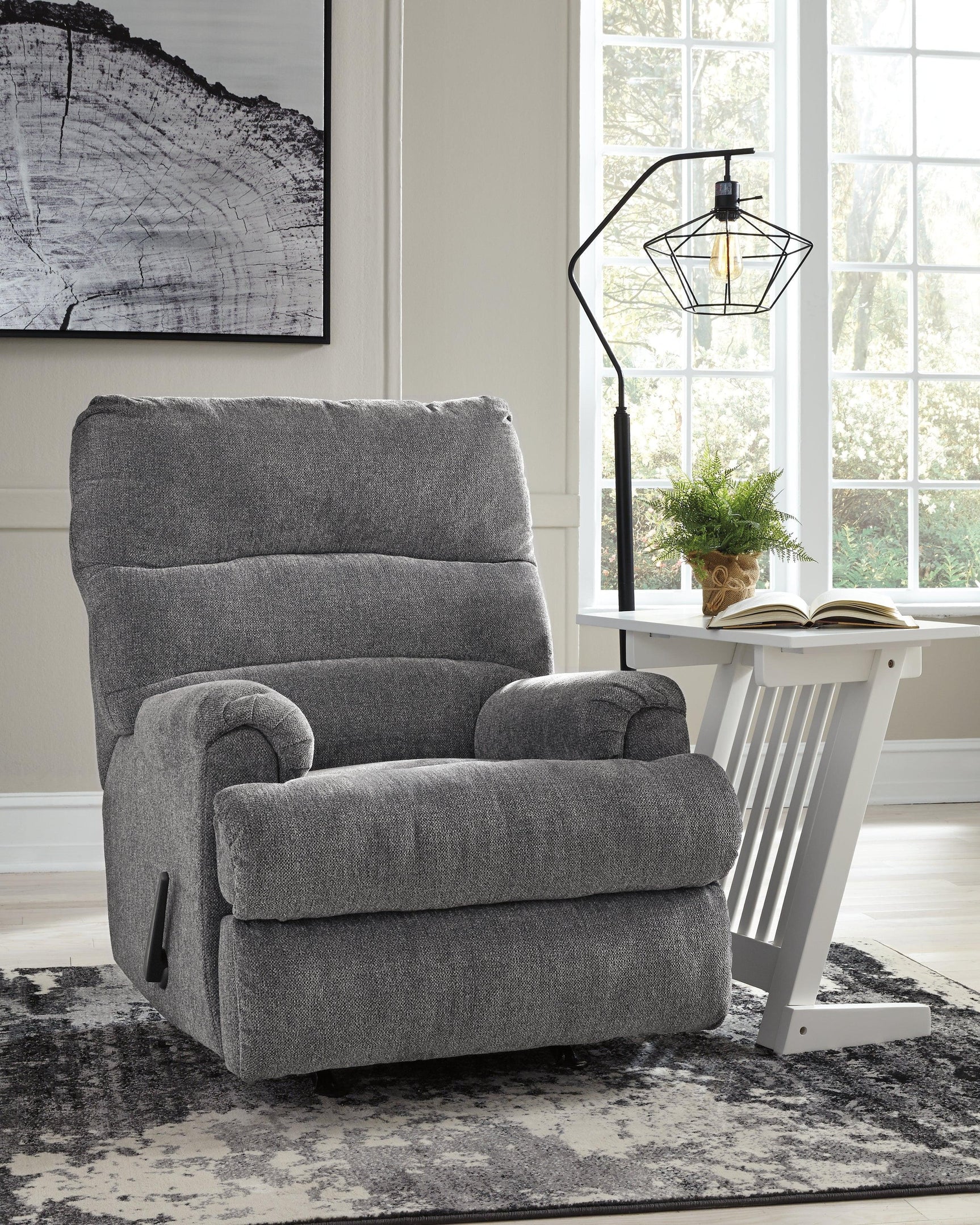 Man Fort Graphite Chenille Recliner - Ella Furniture