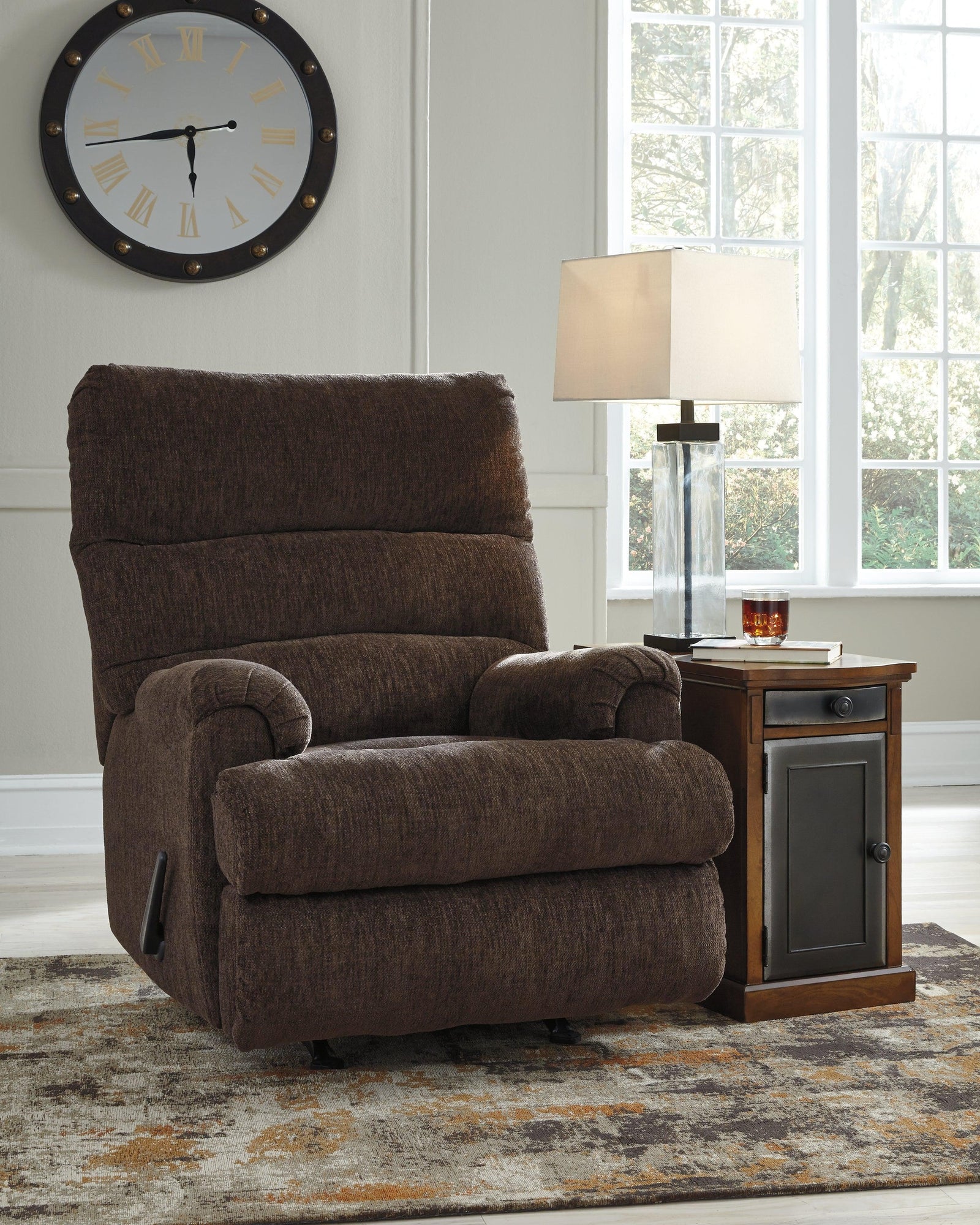 Man Fort Earth Chenille Recliner - Ella Furniture