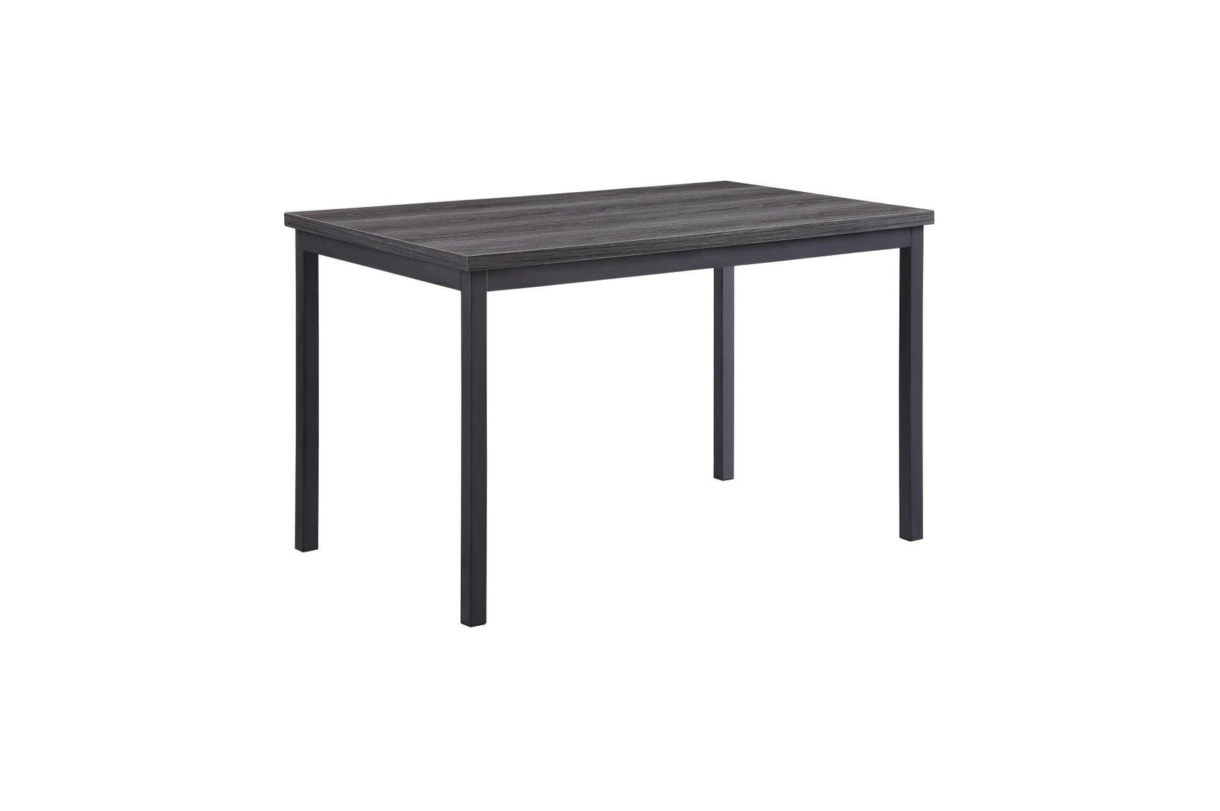Tripp Black-Hued Industrial Faux Wood Metal Faux Leather Upholstered Dining Room Set - Ella Furniture